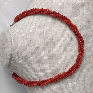 Running Bear Coral/Sterling Silver Necklace